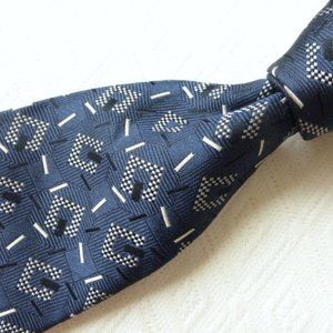METROPOLITAN MUSEUM OF ART SILK TIE navy geometric